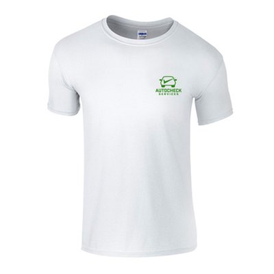 Salgsfremmende Gildan® SoftStyle™ hvit T skjorte med logo Salgsfremmende Gildan® SoftStyle™ hvit T skjorte med logo